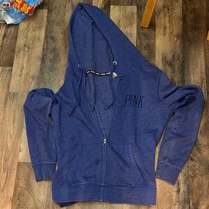 PINK Victoria's Secret Blue Zip-Up Varsity Jacket